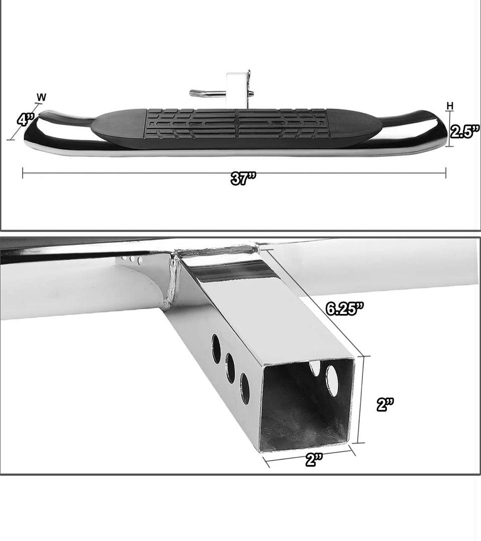 CLASS III 4" OVAL HITCH STEP,SILVER. TRAILER TOW HITCH STEP BAR