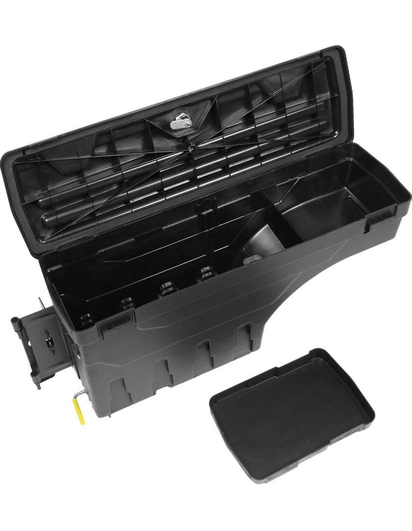 02-18 DODGE RAM TRUCK BED WHEEL WELL STORAGE CASE TOOL BOX W/LOCK LEFT SIDE FOR 02-18 DODGE RAM
