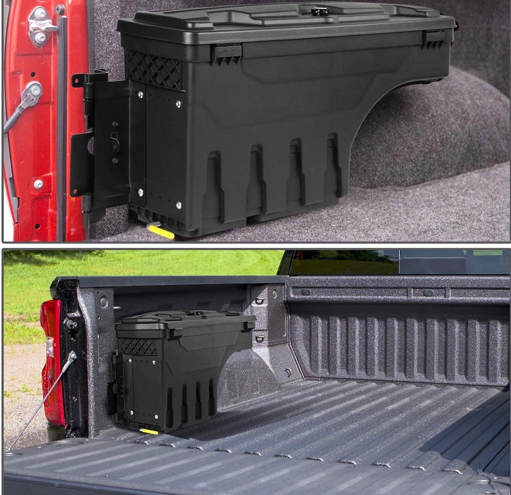 02-18 DODGE RAM TRUCK BED WHEEL WELL STORAGE CASE TOOL BOX W/LOCK LEFT SIDE FOR 02-18 DODGE RAM
