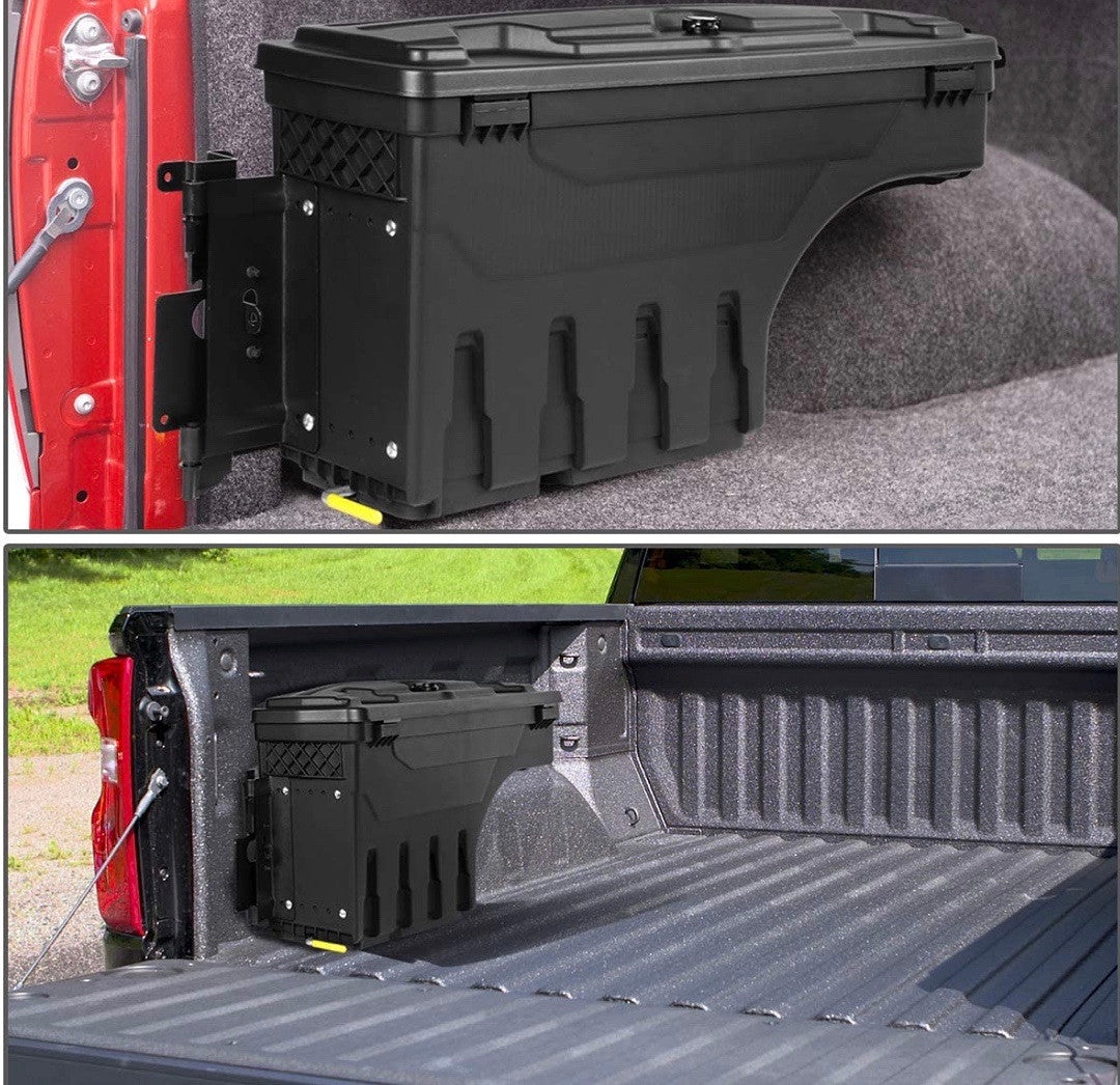 02-18 DODGE RAM TRUCK BED WHEEL WELL STORAGE CASE TOOL BOX W/LOCK LEFT SIDE FOR 02-18 DODGE RAM