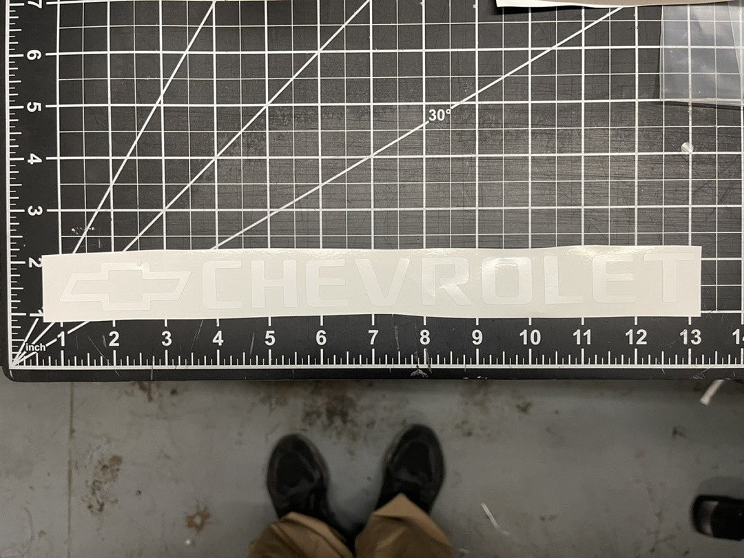 White Chevrolet (rubbing Board ) Vinyl Sticker
