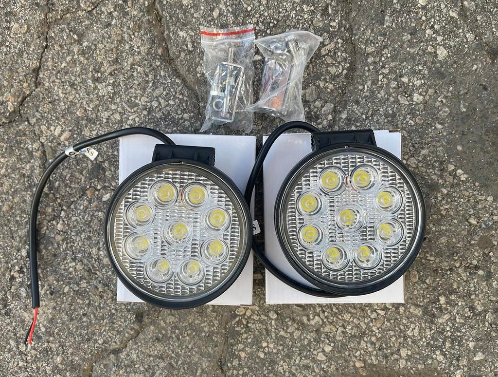 4 1/2 X 4 1/2 27 WATTS ROUND LED BAR FLOOD LIGHT UNIVERSAL PAIR LEFT + RIGHT (COUNT AS ONE)