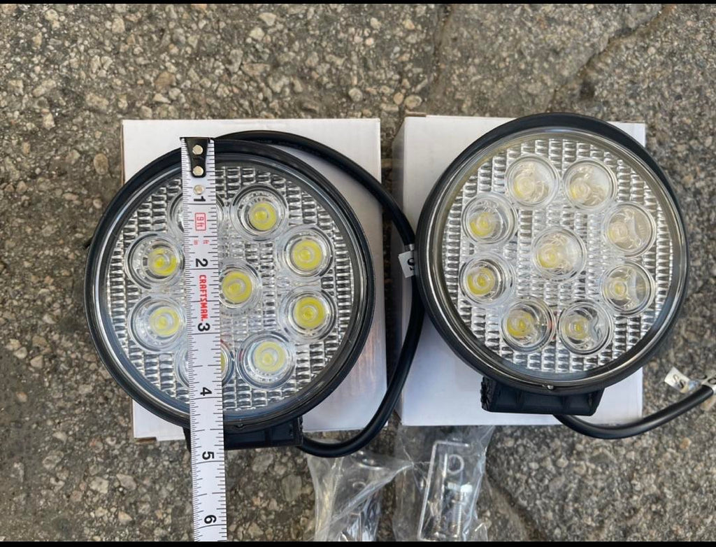 4 1/2 X 4 1/2 27 WATTS ROUND LED BAR FLOOD LIGHT UNIVERSAL PAIR LEFT + RIGHT (COUNT AS ONE)