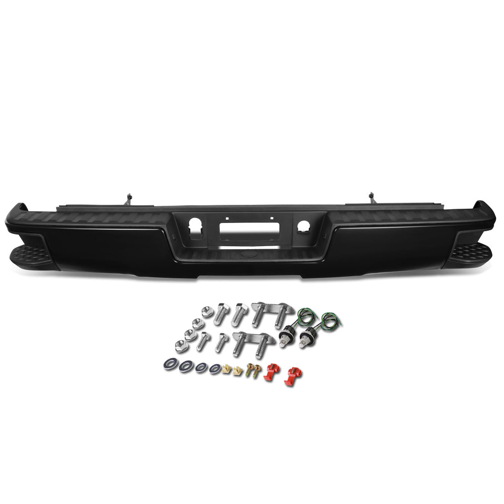 Black rear corner-step bumper without parking sensor holes