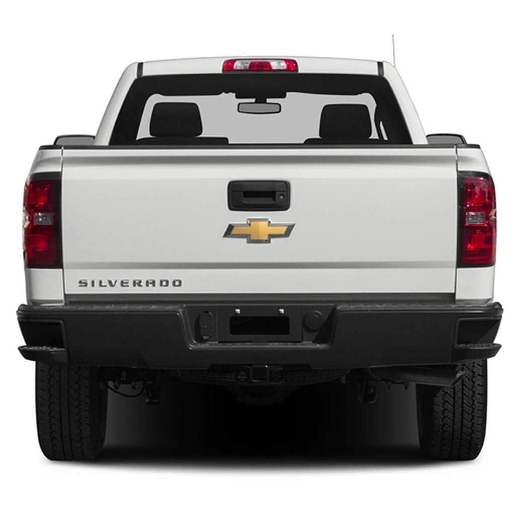 Black rear step bumper without sensor holes, alternate angle