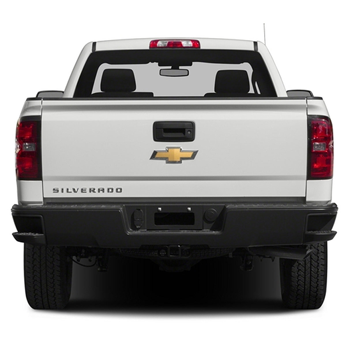 Black rear step bumper without sensor holes, alternate angle