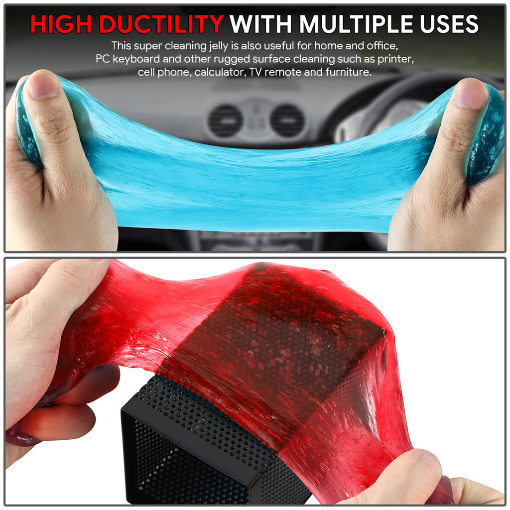 DNA Motoring blue red green car cleaning gel 3-pack in use