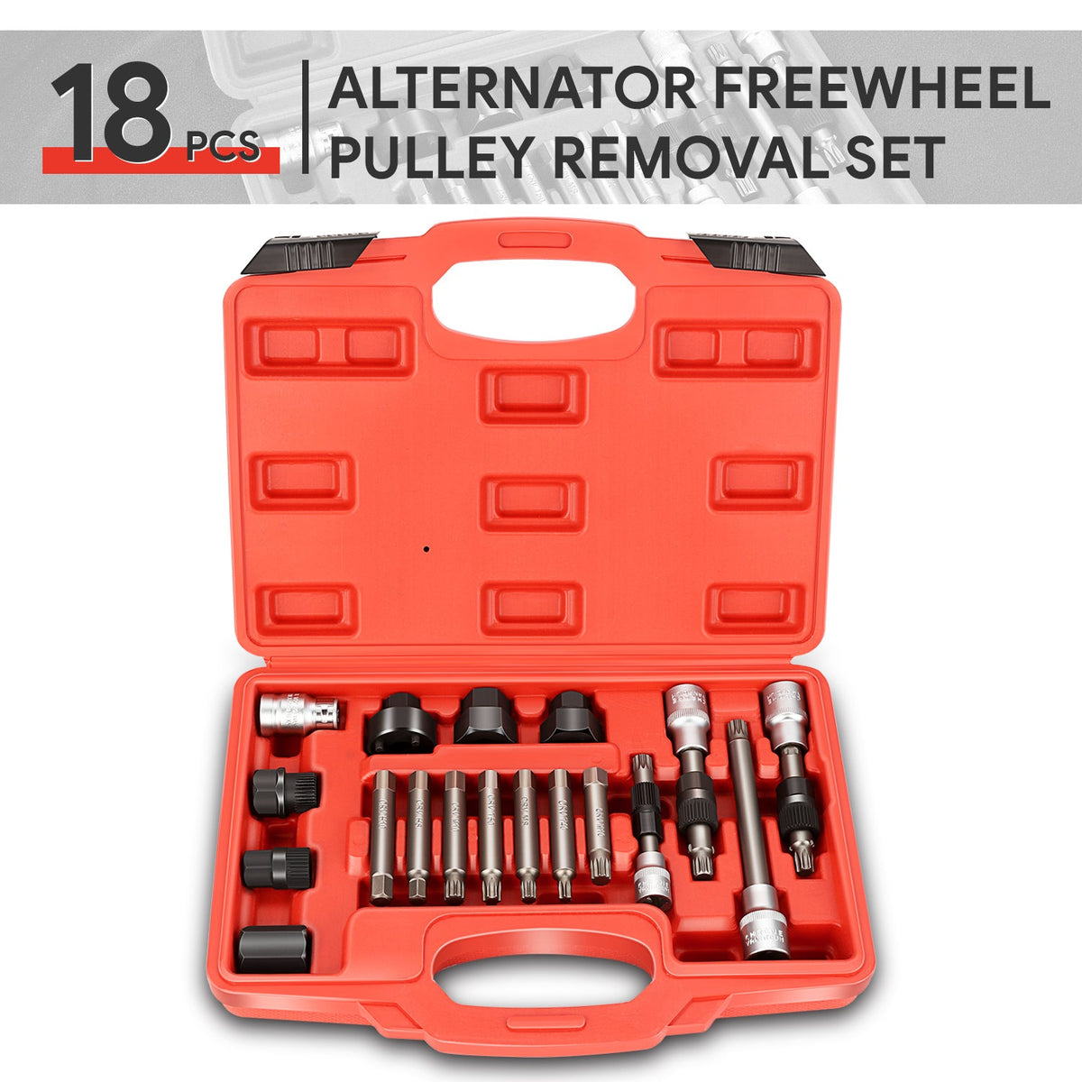 DNA Motoring 18-Piece Alternator Freewheel Pulley Removal Tool Set - view 1