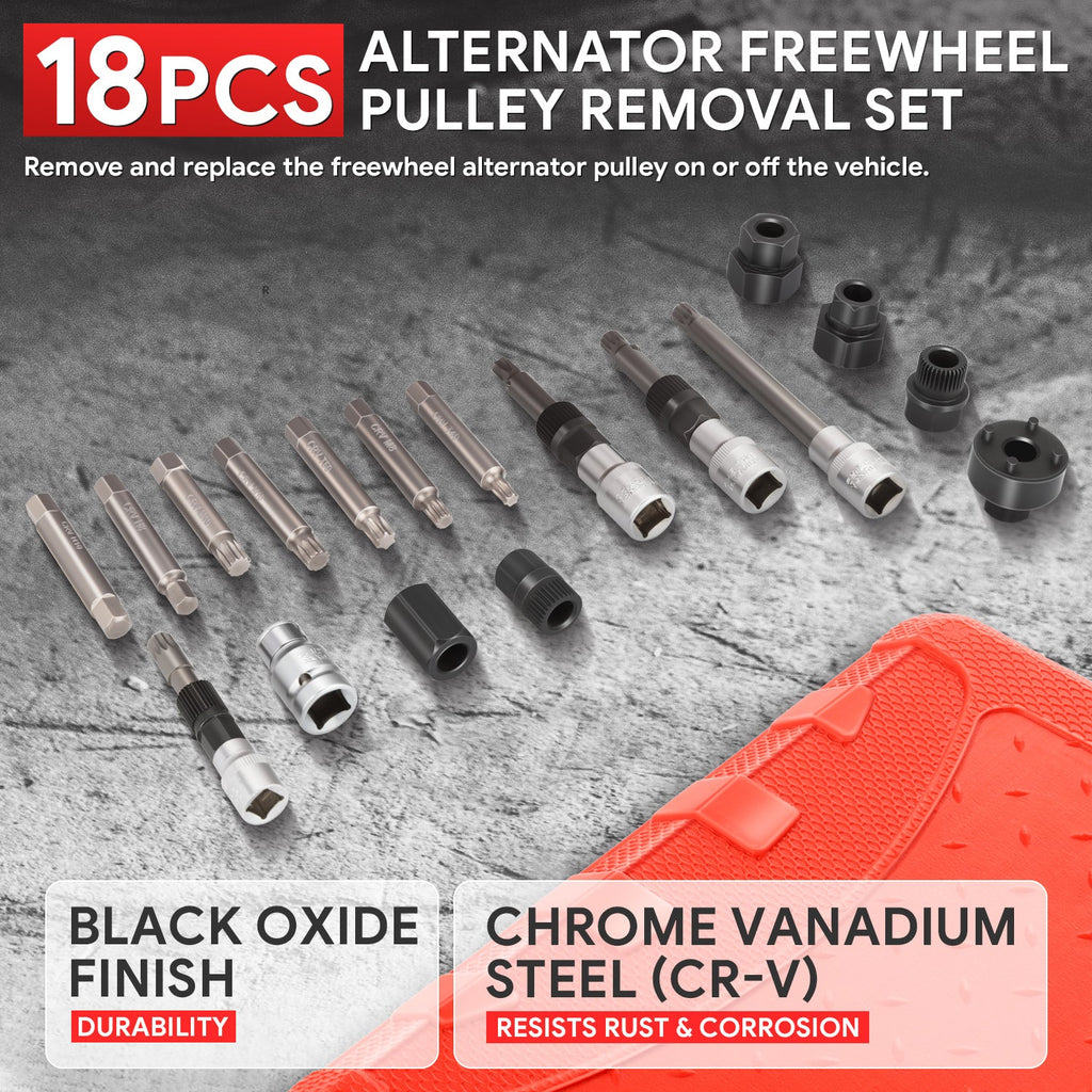 DNA Motoring 18-Piece Alternator Freewheel Pulley Removal Tool Set - view 2