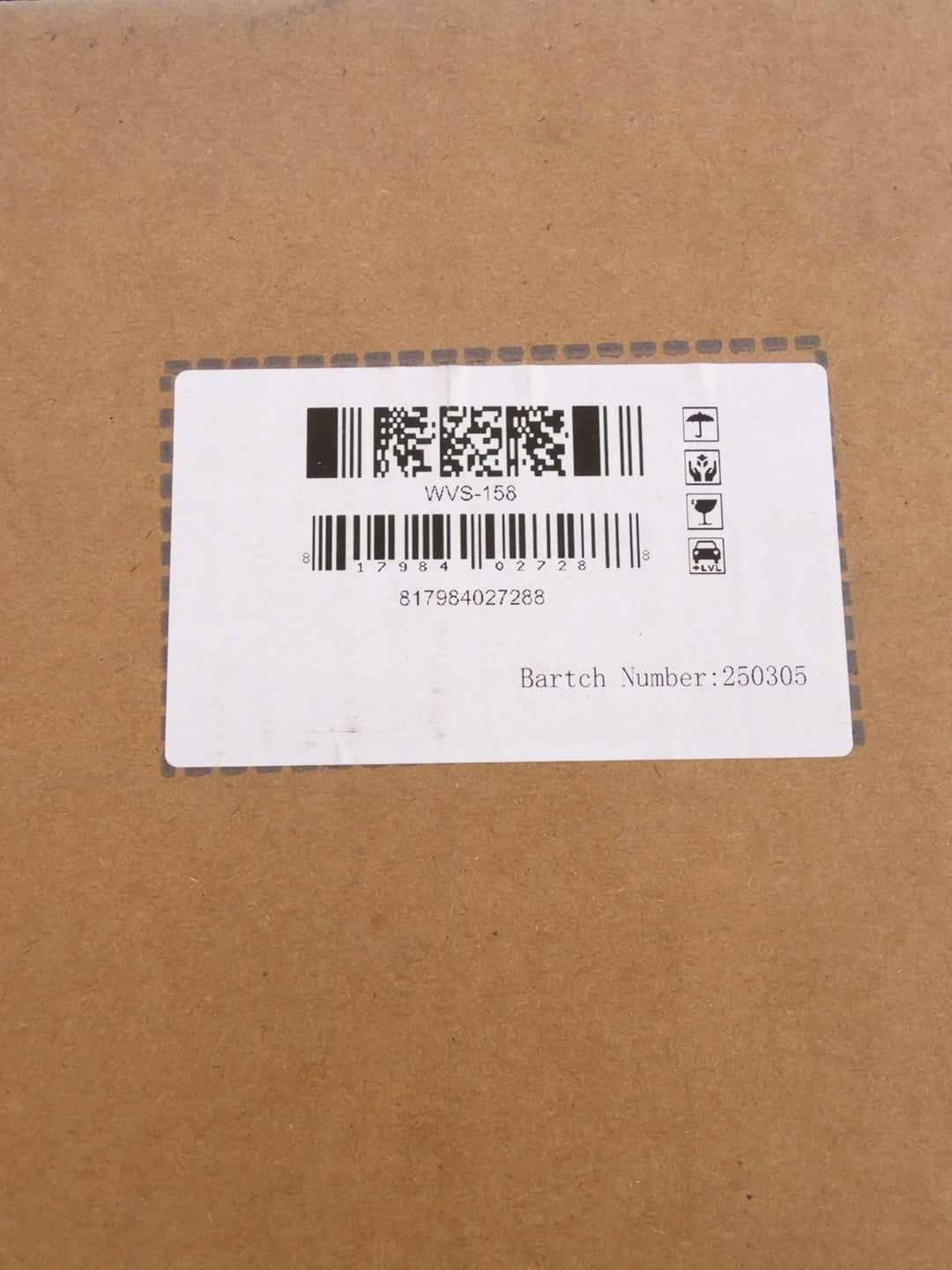 WVS-158 original packaging label