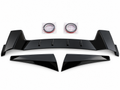 Actual gloss-black three-piece spoiler kit - front on white background
