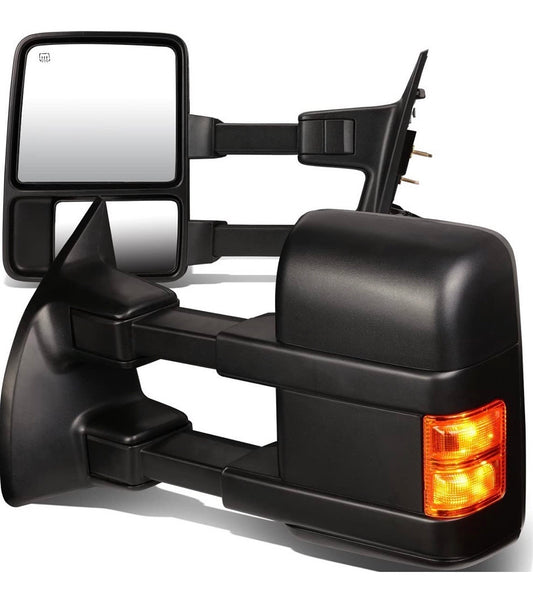 99-16 ford f-250 / F-350 / F-450/ F-550 towing mirros black amber led turn signal