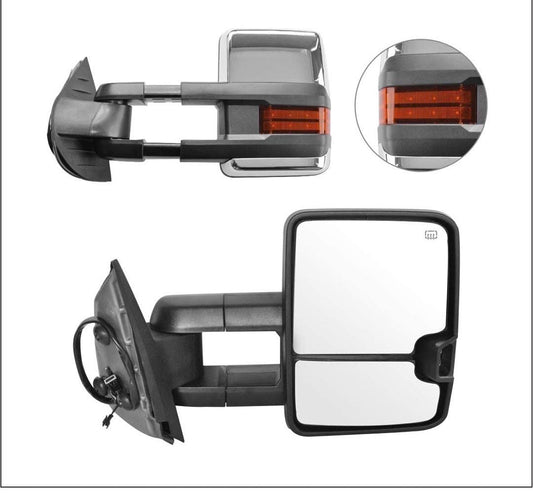 07-13 Chevy Silverado / GMC Sierra chrome / Amber Led/heated Towing Mirrors no led in mirror