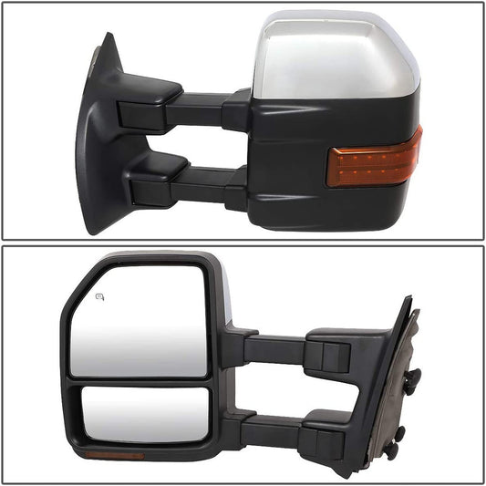Pair Powered+Heated+LED Turn Signal Towing Mirror Replacement