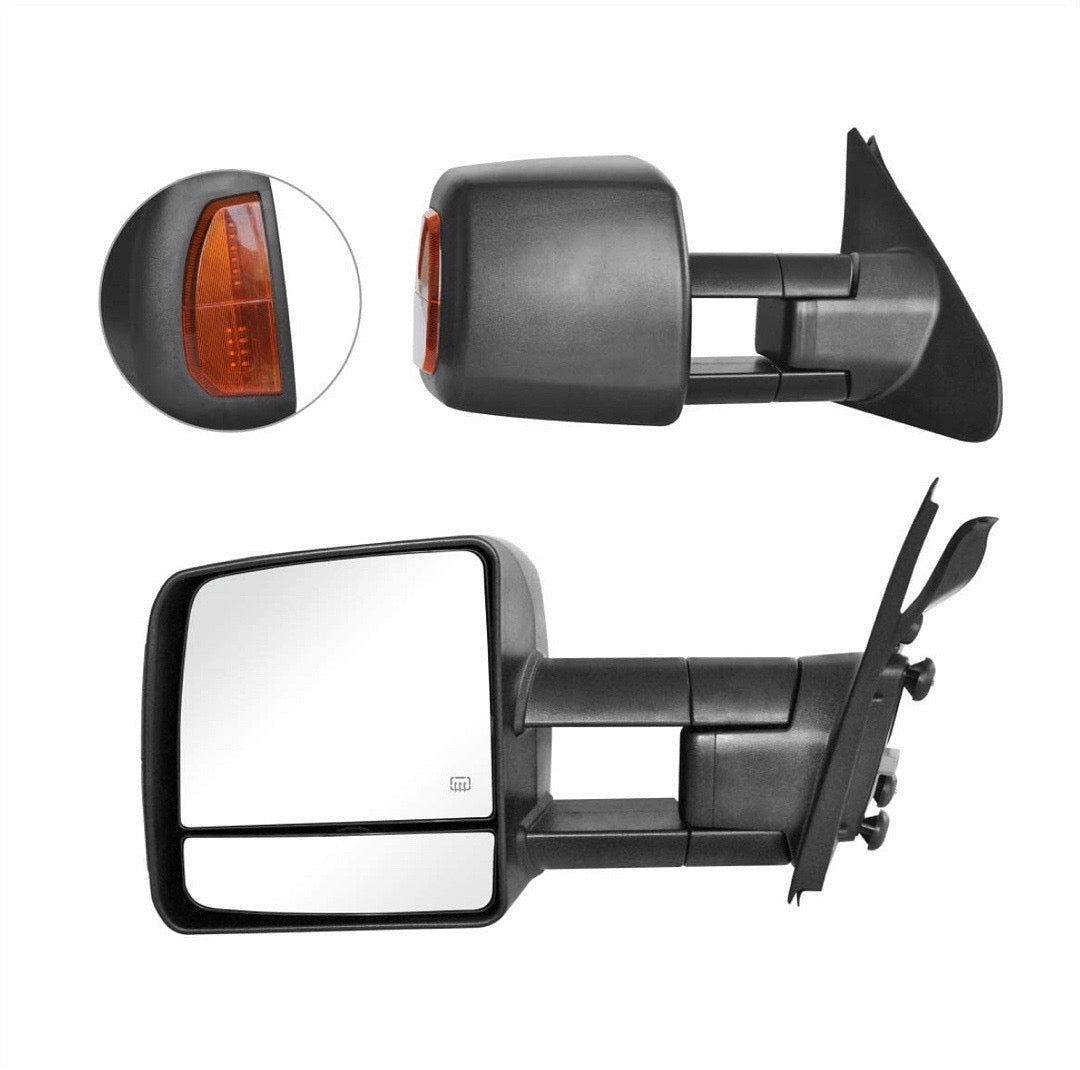 Towing Mirrors for 07-17 Toyota Tundra 08-18 Sequoia Black amber signal Power/ Heated Espejo de remolque Pair