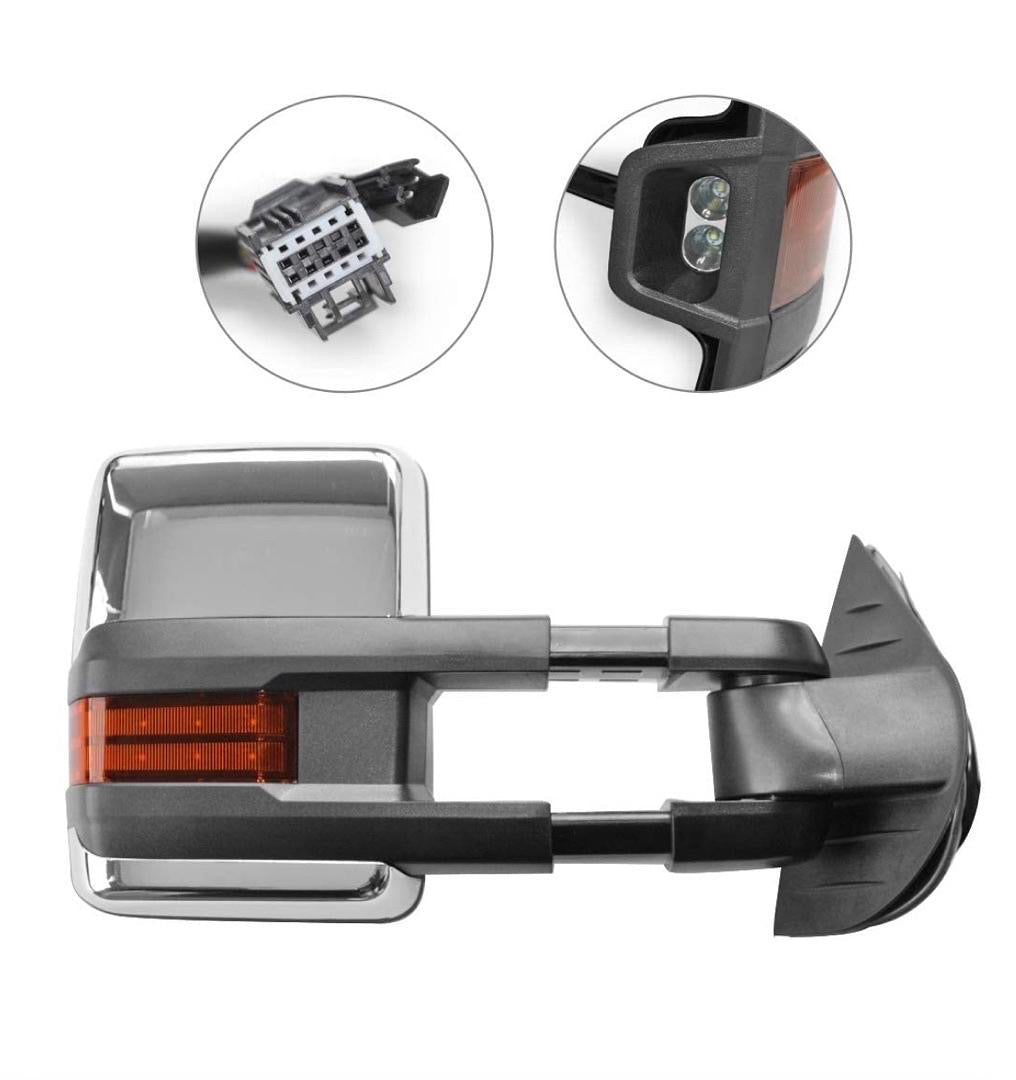 07-13 Chevy Silverado / GMC Sierra chrome / Amber Led/heated Towing Mirrors no led in mirror