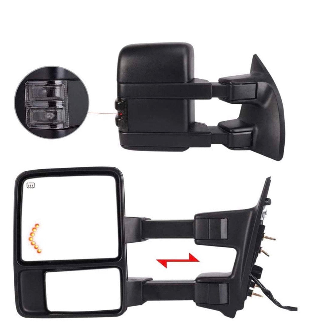 99-07 Ford F-250/F-350/F-450/F-550 Super Duty TOWING MIRROR Extendable Smoke Power Heated with Signal Light Side
