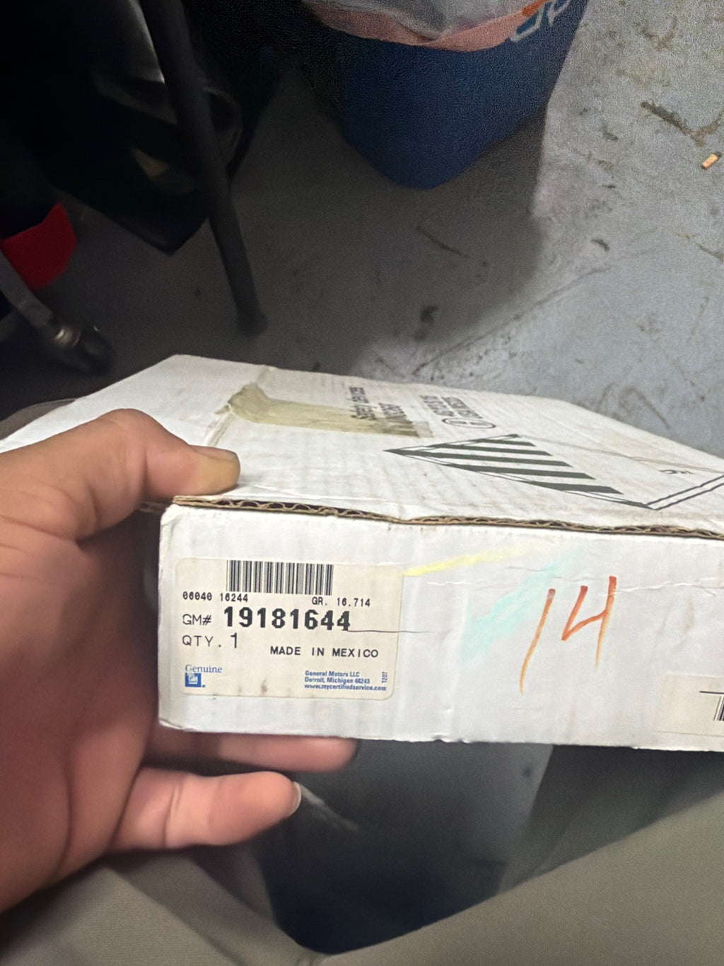 GM 19181644 original box label