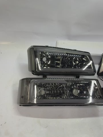 03-06 CHEVY SILVERADO SMOKED CLEAR HEADLIGHTS LED 3D