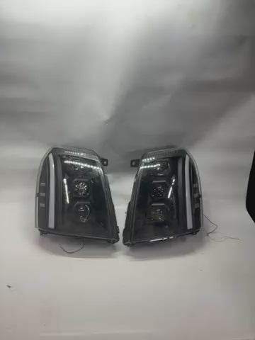 HL-LB-CE07-BK-CL1-ASIS 07-14 Cadillac Escalade Black Clear LED Headlights USED