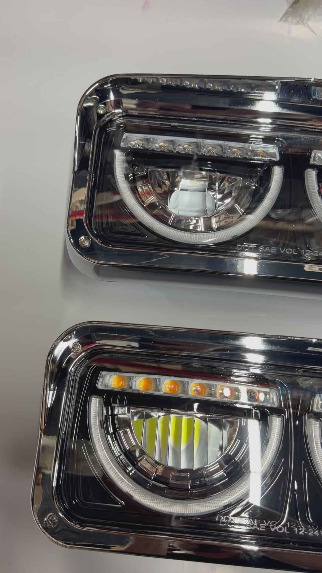 CHROME AMBER TURN SIGNAL PROJECTOR HEADLIGHTS WITH DUAL LED DRL COMPATIBLE WITH 01-11 FREIGHTLINER CLASSIC / 81-19 W900