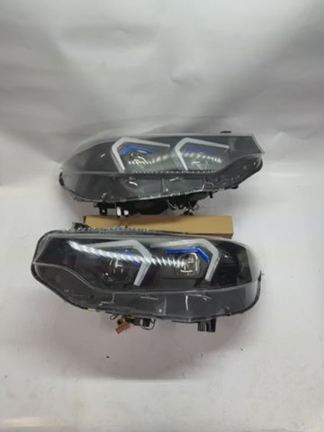 HL-3D-HD-F3213-T2-BK-ASIS 14-16 BMW 428I, 17-20 430I, 440I 3D Halo LED Projector Black Housing Clear Lens Headlights