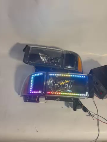 94-01 Dodge Ram 1500 94-02 Dodge Ram 2500 RBG Black Amber Headlights