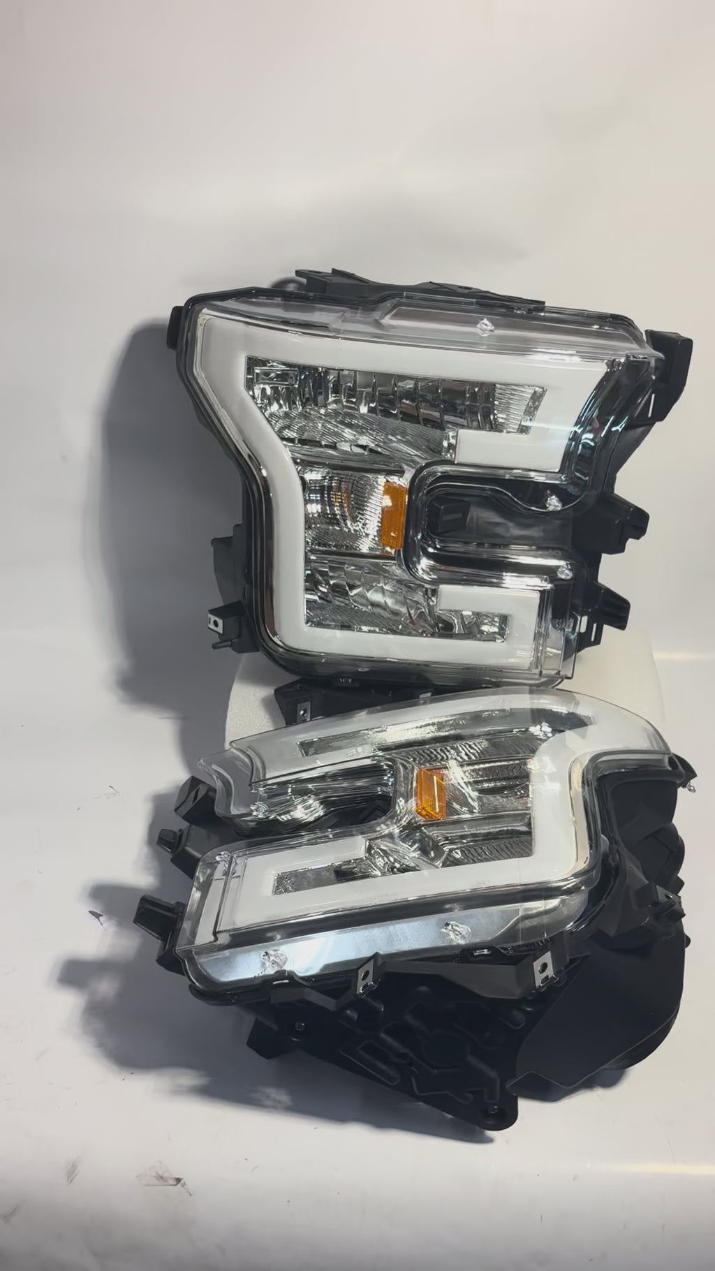 15-17 Ford F-150 Chrome Amber LED Headlights Plug N Play