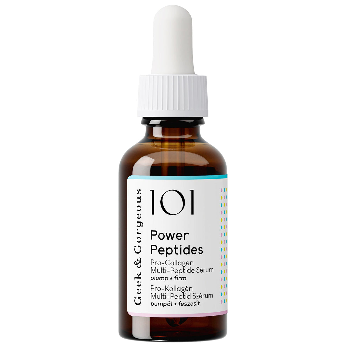 Geek & Gorgeous 101 Power Peptides serum bottle, 30 ml